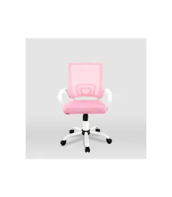 Silla de estudio juvenil Martina en rosa y blanco. Alto: 88-98, Ancho: 57, Fondo: 53.5.