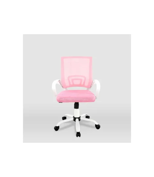 Silla de estudio juvenil Martina en rosa y blanco. Alto: 88-98, Ancho: 57, Fondo: 53.5.