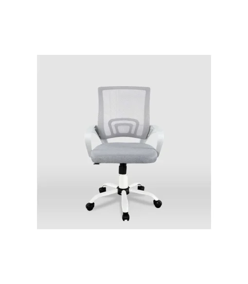 Silla de estudio juvenil Martina en gris y blanco. Alto: 88-98, Ancho: 57, Fondo: 53.5.