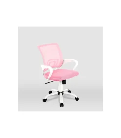 Silla de estudio juvenil Martina en rosa y blanco. Alto: 88-98, Ancho: 57, Fondo: 53.5.
