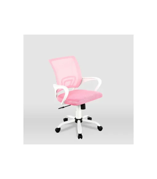 Silla de estudio juvenil Martina en rosa y blanco. Alto: 88-98, Ancho: 57, Fondo: 53.5.