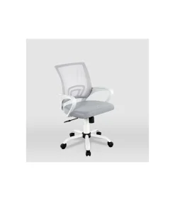 Silla de estudio juvenil Martina en gris y blanco. Alto: 88-98, Ancho: 57, Fondo: 53.5.