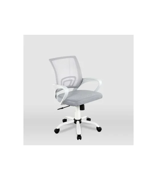 Silla de estudio juvenil Martina en gris y blanco. Alto: 88-98, Ancho: 57, Fondo: 53.5.