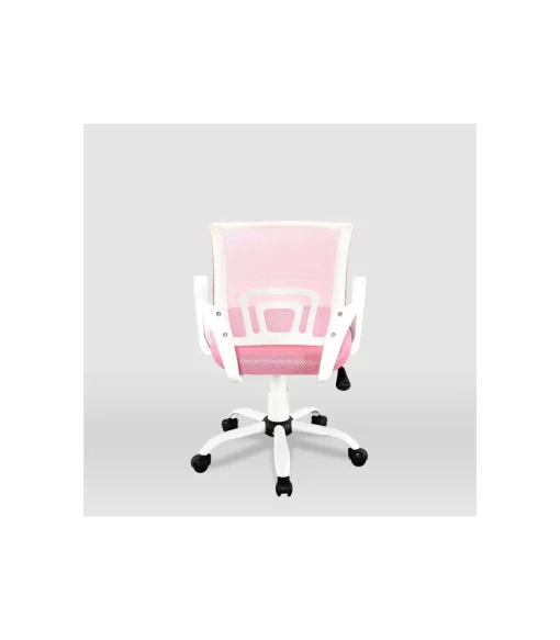 Silla de estudio juvenil Martina en rosa y blanco. Alto: 88-98, Ancho: 57, Fondo: 53.5.