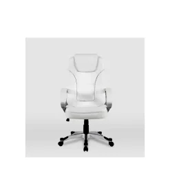 Silla de oficina Elisabeth en piel sintética blanca. Alto: 115.5/125.5cm Ancho: 64.5cm Fondo: 70.5cm.