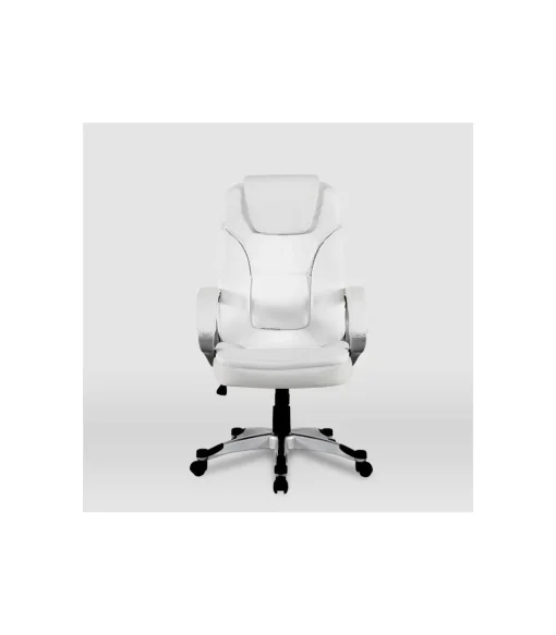 Silla de oficina Elisabeth en piel sintética blanca. Alto: 115.5/125.5cm Ancho: 64.5cm Fondo: 70.5cm.