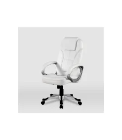 Silla de oficina Elisabeth en piel sintética blanca. Alto: 115.5/125.5cm Ancho: 64.5cm Fondo: 70.5cm.
