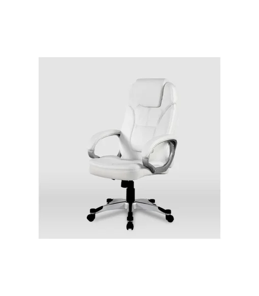 Silla de oficina Elisabeth en piel sintética blanca. Alto: 115.5/125.5cm Ancho: 64.5cm Fondo: 70.5cm.