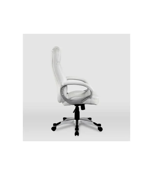 Silla de oficina Elisabeth en piel sintética blanca. Alto: 115.5/125.5cm Ancho: 64.5cm Fondo: 70.5cm.