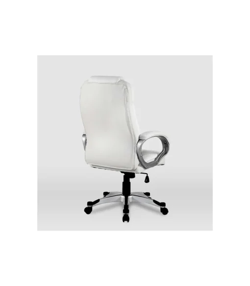 Silla de oficina Elisabeth en piel sintética blanca. Alto: 115.5/125.5cm Ancho: 64.5cm Fondo: 70.5cm.