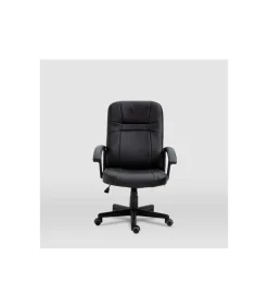 Silla de oficina Elsa en piel sintética negra. Alto: 100-110, Ancho: 65, Fondo: 68.