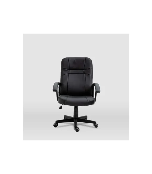 Silla de oficina Elsa en piel sintética negra. Alto: 100-110, Ancho: 65, Fondo: 68.