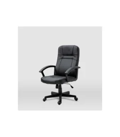 Silla de oficina Elsa en piel sintética negra. Alto: 100-110, Ancho: 65, Fondo: 68.