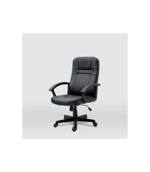 Silla de oficina Elsa en piel sintética negra. Alto: 100-110, Ancho: 65, Fondo: 68.