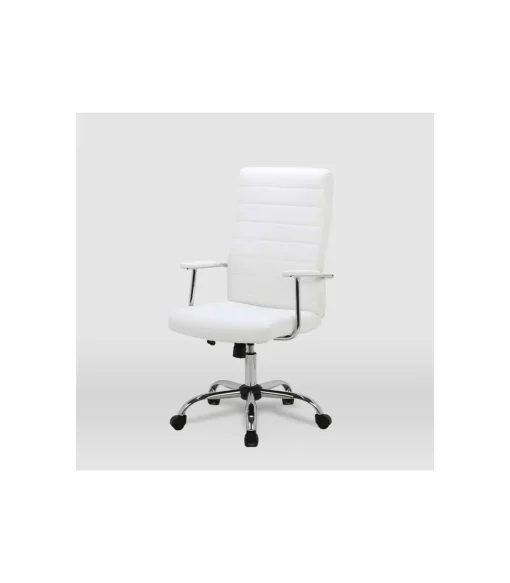 Silla de oficina Lara acabado blanco. Alto: 107/117cm Ancho: 57.5cm Fondo: 60.5cm.
