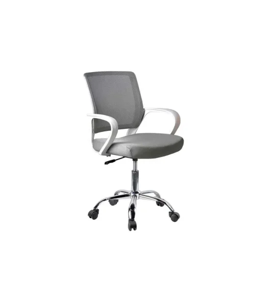 Silla despacho de diseño moderno giratoria elevable acabado gris, 53 cm(ancho) 79/91 cm(altura) 49 cm(fondo)
