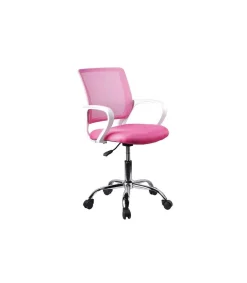 Silla despacho de diseño moderno giratoria elevable acabado rosa, 53 cm(ancho) 79/91 cm(altura) 49 cm(fondo)
