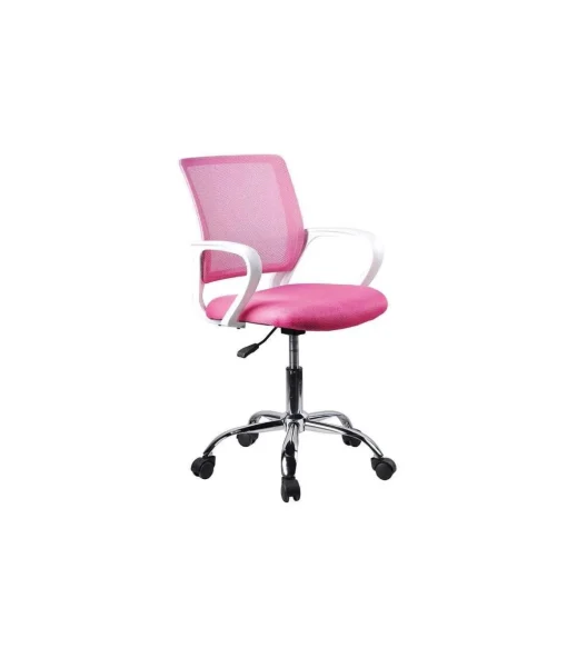 Silla despacho de diseño moderno giratoria elevable acabado rosa, 53 cm(ancho) 79/91 cm(altura) 49 cm(fondo)