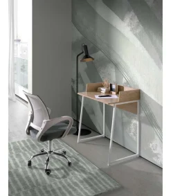 Silla despacho de diseño moderno giratoria elevable acabado gris, 53 cm(ancho) 79/91 cm(altura) 49 cm(fondo)