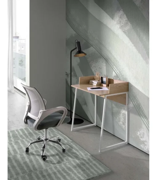 Silla despacho de diseño moderno giratoria elevable acabado gris, 53 cm(ancho) 79/91 cm(altura) 49 cm(fondo)