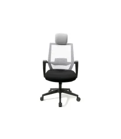 Silla despacho giratoria elevable acabado negro/gris 63 cm(ancho) 117-124 cm(altura) 51cm(fondo)