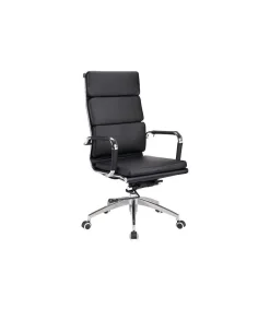 Silla despacho giratoria elevable piel sintetica en color negro, 109-116 cm(alto)61 cm(ancho)69 cm(largo)