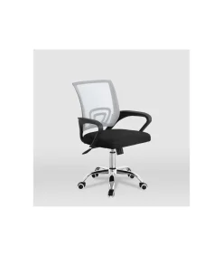 Silla despacho giratoria Martina tapizada en tejido transpirable gris/negro. Alto: 88-98, Ancho: 57, Fondo: 53.5.