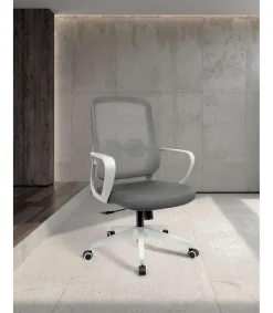 Silla despacho giratoria elevable acabado gris/blanco, 66m(ancho) 97/105cm(altura) 61cm(fondo)