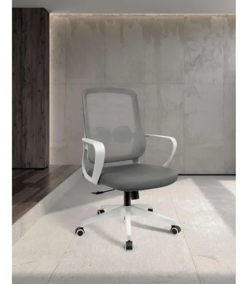 Silla despacho giratoria elevable acabado gris/blanco, 66m(ancho) 97/105cm(altura) 61cm(fondo)