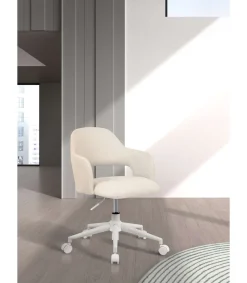 Silla despacho giratoria elevable acabado beige claro, 58m(ancho) 71/81cm(altura) 58cm(fondo)
