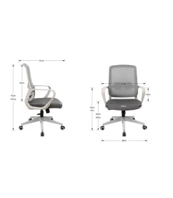 Silla despacho giratoria elevable acabado gris/blanco, 66m(ancho) 97/105cm(altura) 61cm(fondo)