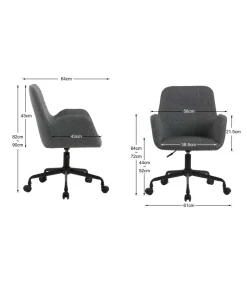 Silla despacho giratoria elevable acabado gris oscuro, 61m(ancho) 82/90cm(altura) 64cm(fondo)