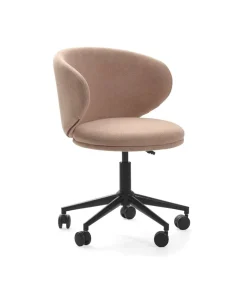 Sillón despacho giratorio elevable Rebeca acabado rosa clara, 60.5m(ancho) 73.5/83cm(altura) 60.5cm(fondo)