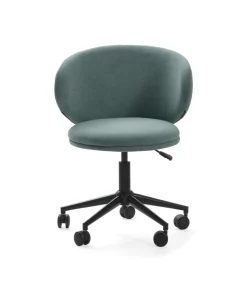 Sillón despacho giratorio elevable Rebeca acabado verde, 60.5m(ancho) 73.5/83cm(altura) 60.5cm(fondo)
