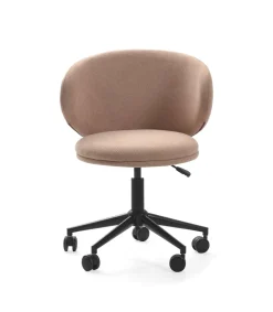 Sillón despacho giratorio elevable Rebeca acabado rosa clara, 60.5m(ancho) 73.5/83cm(altura) 60.5cm(fondo)