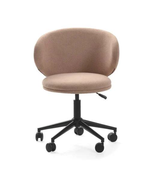 Sillón despacho giratorio elevable Rebeca acabado rosa clara, 60.5m(ancho) 73.5/83cm(altura) 60.5cm(fondo)