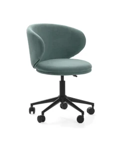 Sillón despacho giratorio elevable Rebeca acabado verde, 60.5m(ancho) 73.5/83cm(altura) 60.5cm(fondo)