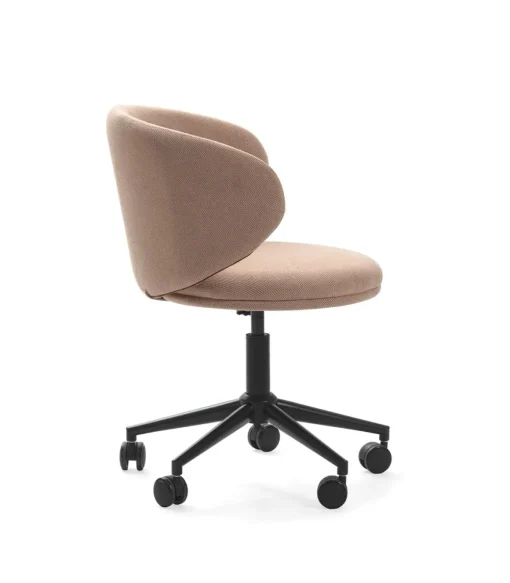 Sillón despacho giratorio elevable Rebeca acabado rosa clara, 60.5m(ancho) 73.5/83cm(altura) 60.5cm(fondo)