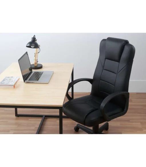 Sillón despacho giratorio Henry símil piel negro 118-126cm(alto) 64cm(ancho) 64cm(fondo).