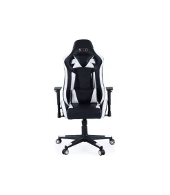Sillón gamer giratorio Neo Pro regulable tapizado en símil piel negro/blanco, 65 x 65 x 98 - 108 cm (ancho x largo x alto)