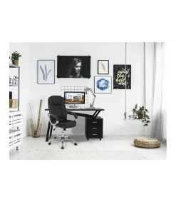 Sillón giratorio Inmaculada en polipiel negro, 66,5 x 51 x 111-120 cm (ancho x largo x alto)