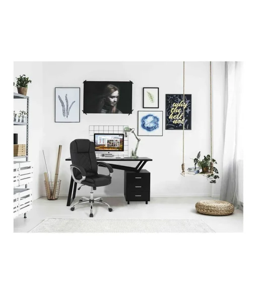 Sillón giratorio Inmaculada en polipiel negro, 66,5 x 51 x 111-120 cm (ancho x largo x alto)