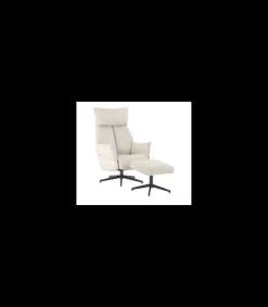 Sillón giratorio relax Ceo con palanca y reposapiés tapizado champán. 112cm(alto) 73cm(ancho) 86cm(fondo)