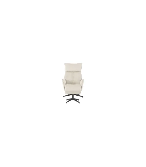 Sillón giratorio relax Ceo con palanca y reposapiés tapizado champán. 112cm(alto) 73cm(ancho) 86cm(fondo)