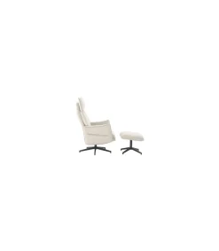 Sillón giratorio relax Ceo con palanca y reposapiés tapizado champán. 112cm(alto) 73cm(ancho) 86cm(fondo)