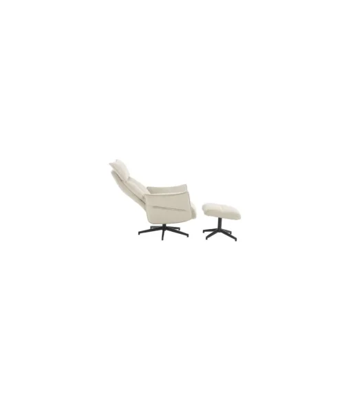 Sillón giratorio relax Ceo con palanca y reposapiés tapizado champán. 112cm(alto) 73cm(ancho) 86cm(fondo)