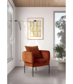 Sillón modelo Bali tapizado textil teja, 75cm(alto) 73cm(ancho) 78cm(largo)