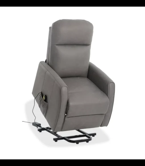 Sillón relax levantapersonas eléctrico Divinity tapizado en tela gris, 102cm(alto) 68cm(ancho) 90cm(fondo)