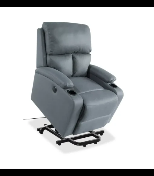 Sillón relax levantapersonas eléctrico Easy tapizado en tela gris, 101cm(alto) 81cm(ancho) 93cm(fondo)