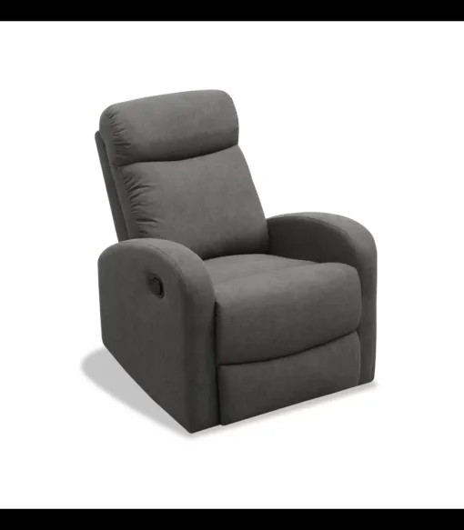 Sillón relax manual Cordoba tapizado en tela gris oscuro. 100cm(alto) 75cm(ancho) 90cm(fondo)